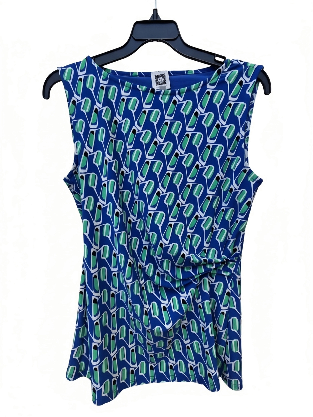 Anne Klein Blue & Green Geometric Tank Top